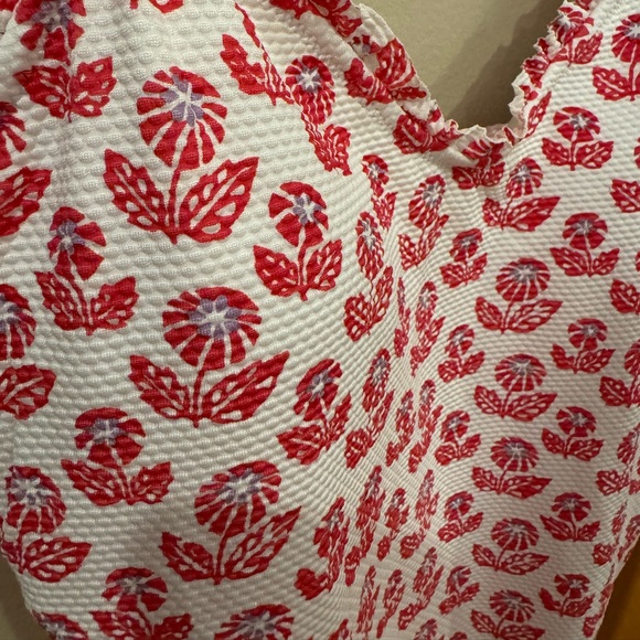 ROLLER RABBIT x TARGET One Piece Swim Suit Red Floral Tie-Shoulder Ruffle NWT - Picture 7 of 8